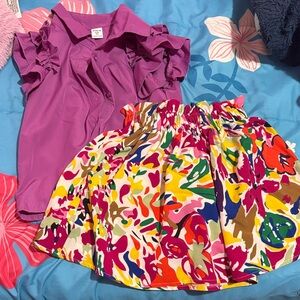 SHEIN Purple Top and Colorful Skirt Set